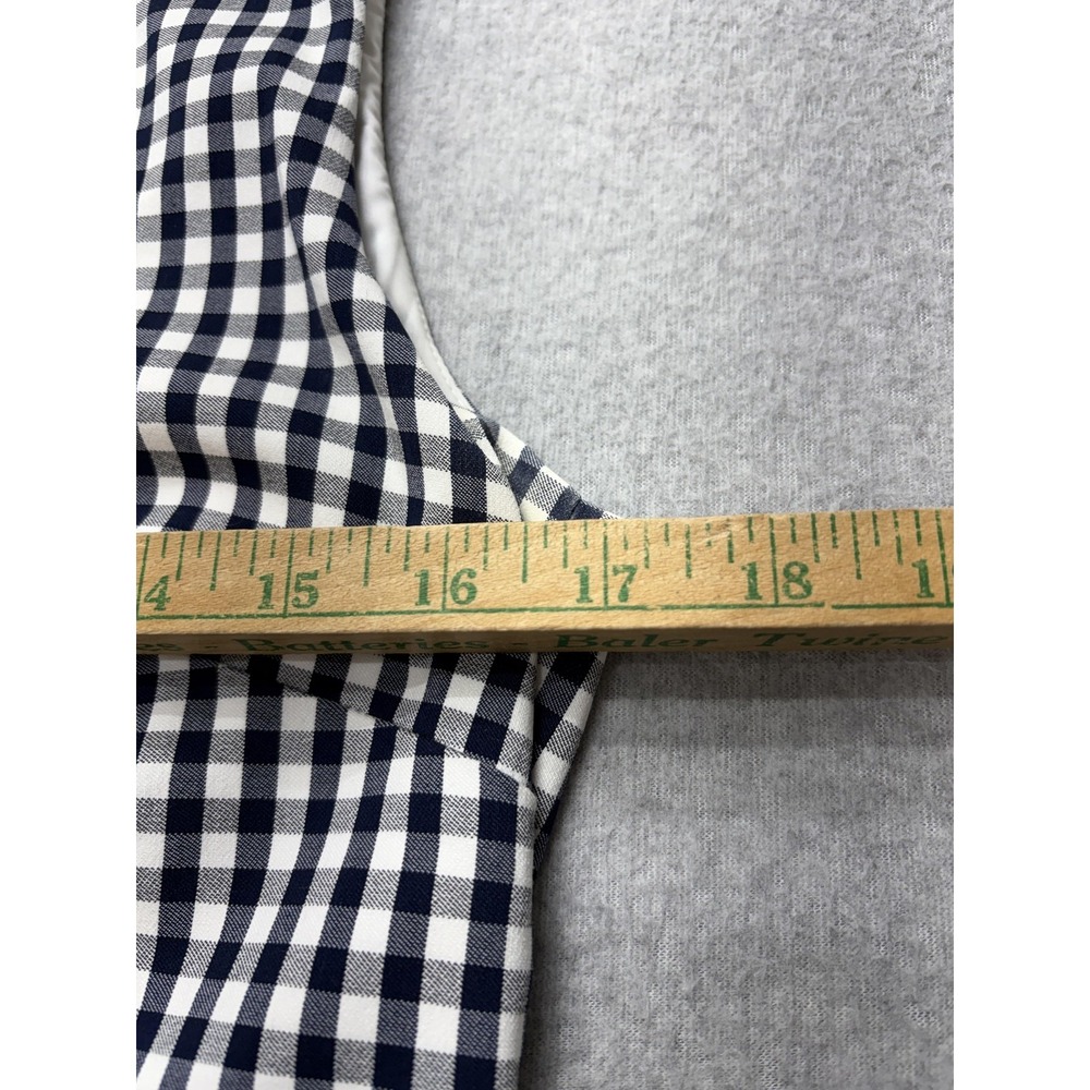 J McLaughlin Dress Womens 6 Blue Gingham Ruffle‎ Sheath Sleeveless Knee Length - Picture 9 of 15